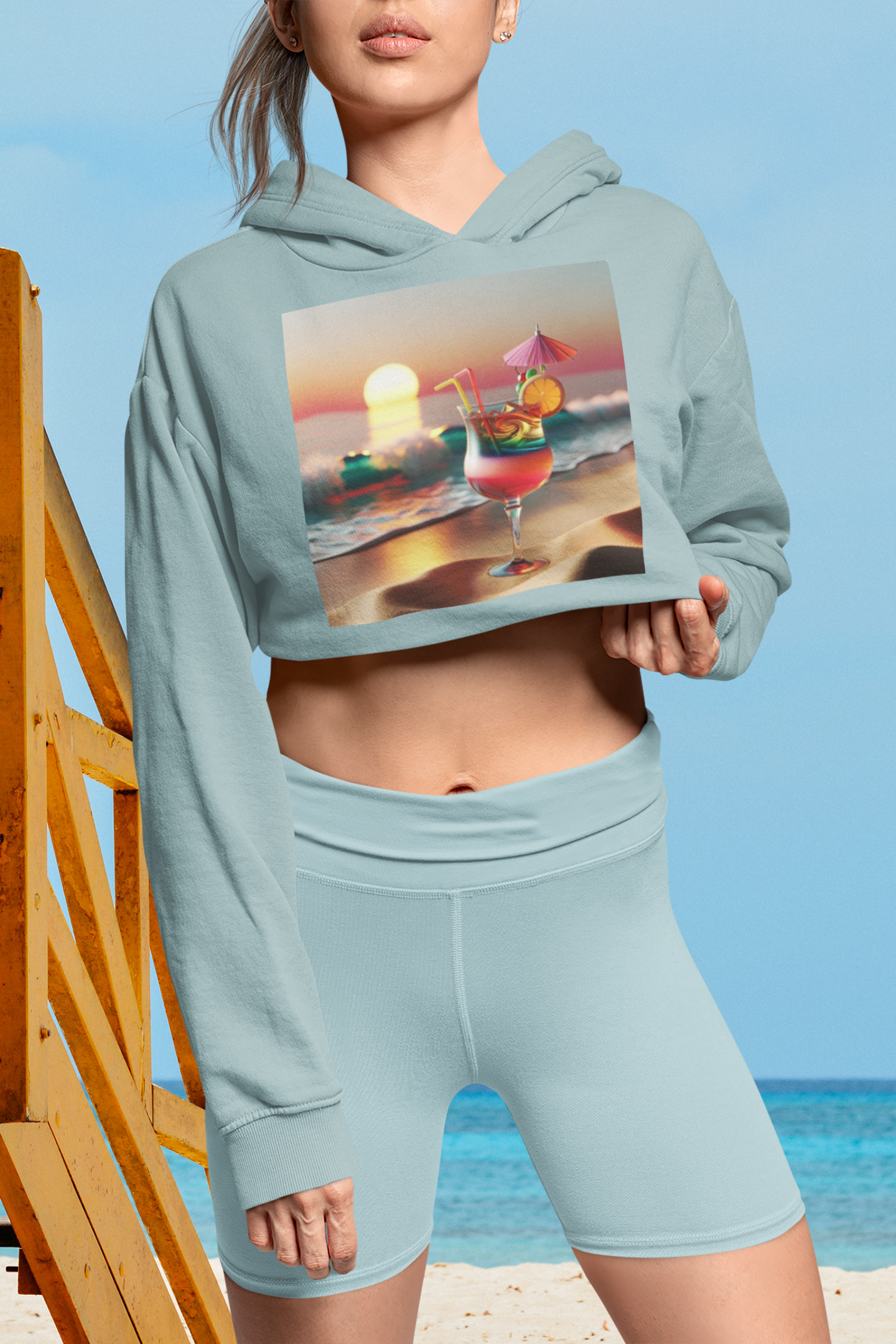 Channeling Summer, Women's Cropped Hoodie