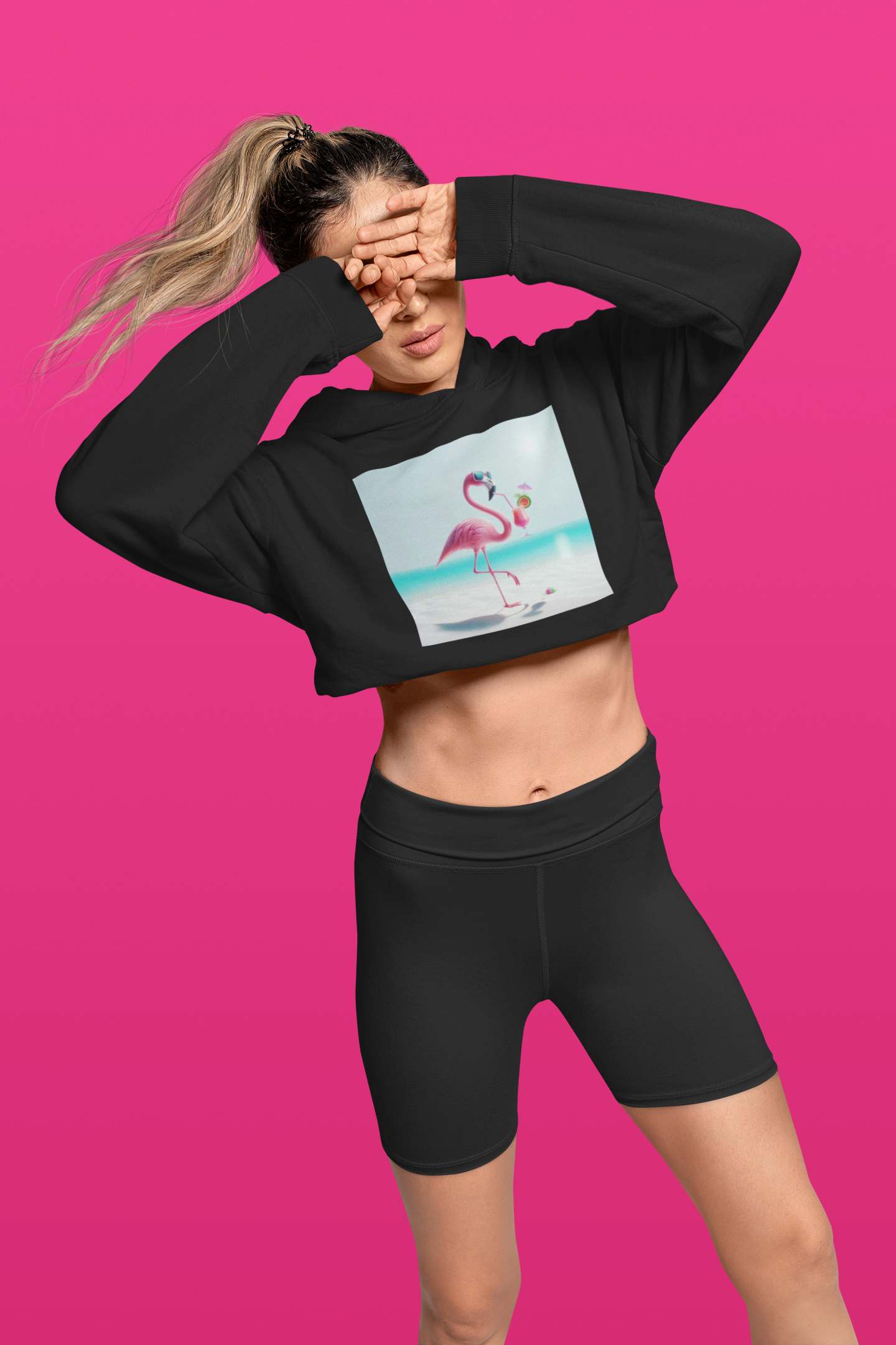 Flamingo Cropped Hoodie
