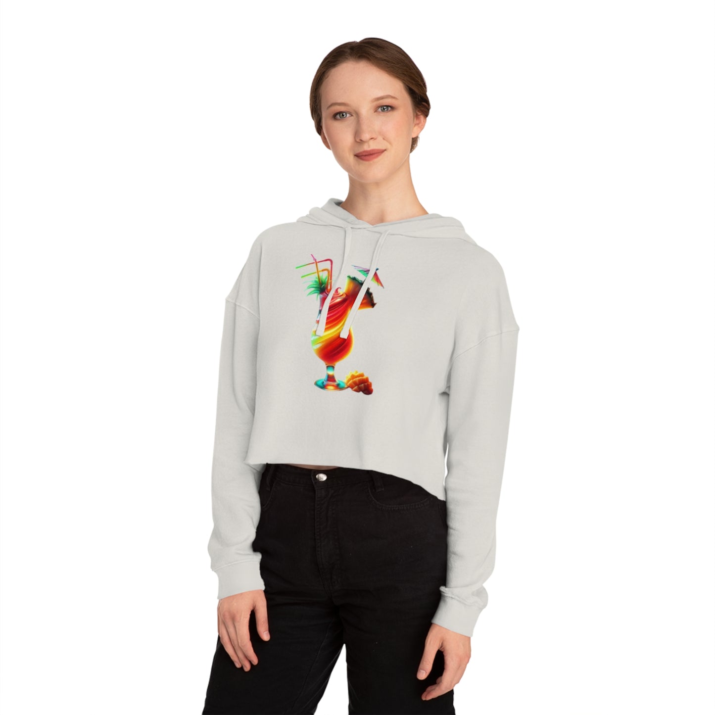 Cropped Hooded Sweatshirt - Cocktail Summer Vibes