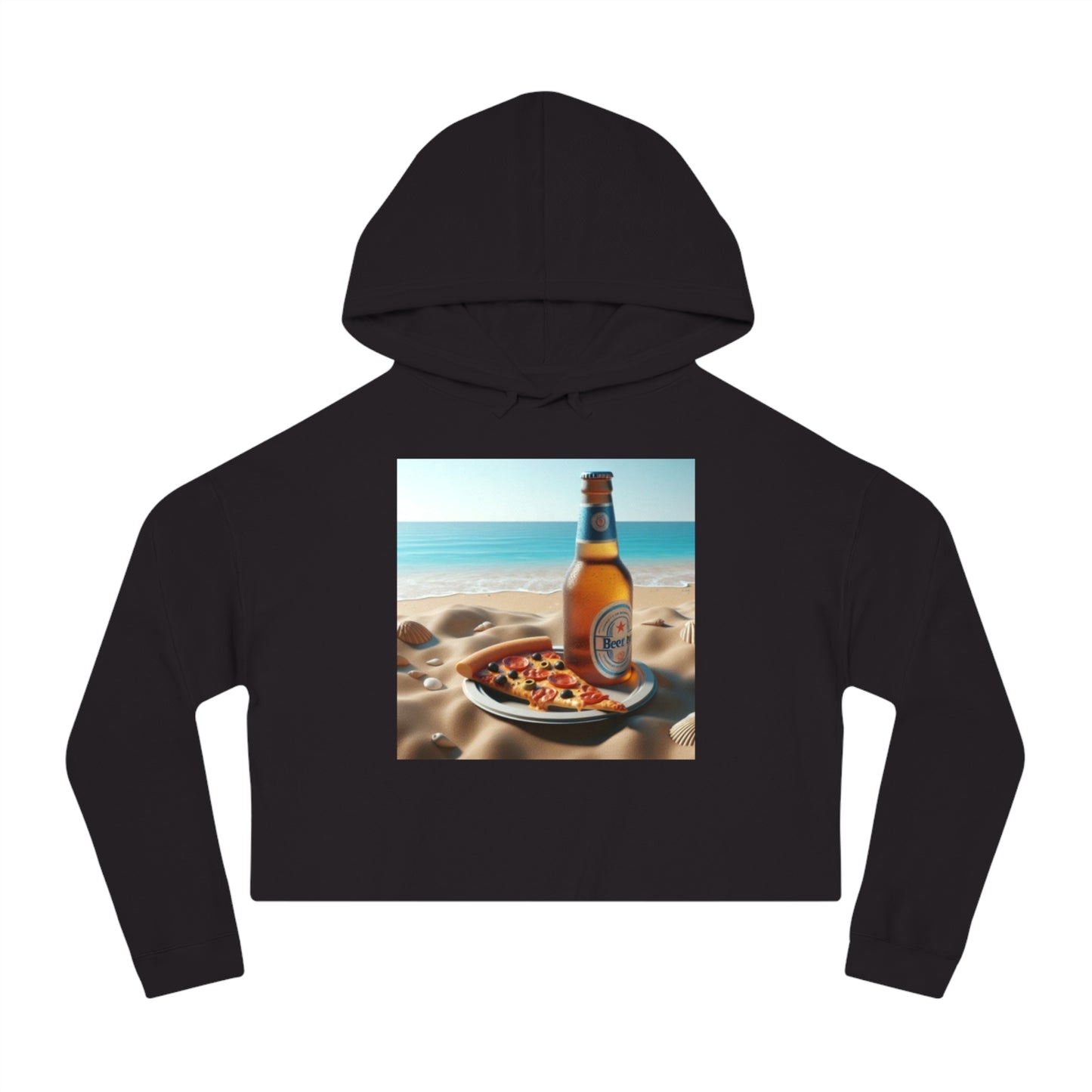 Beer and Pizza Cropped Hoodie