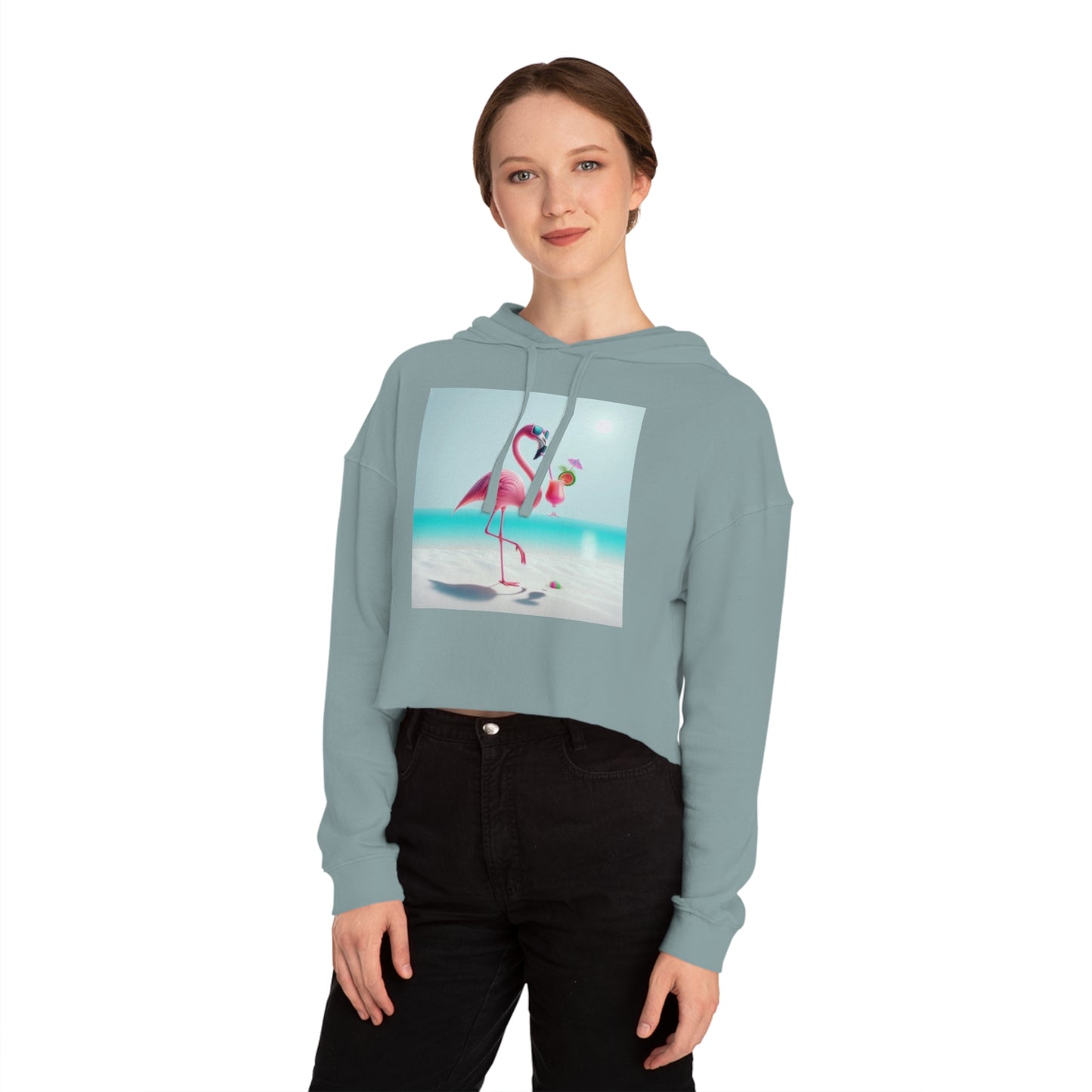 Flamingo Cropped Hoodie