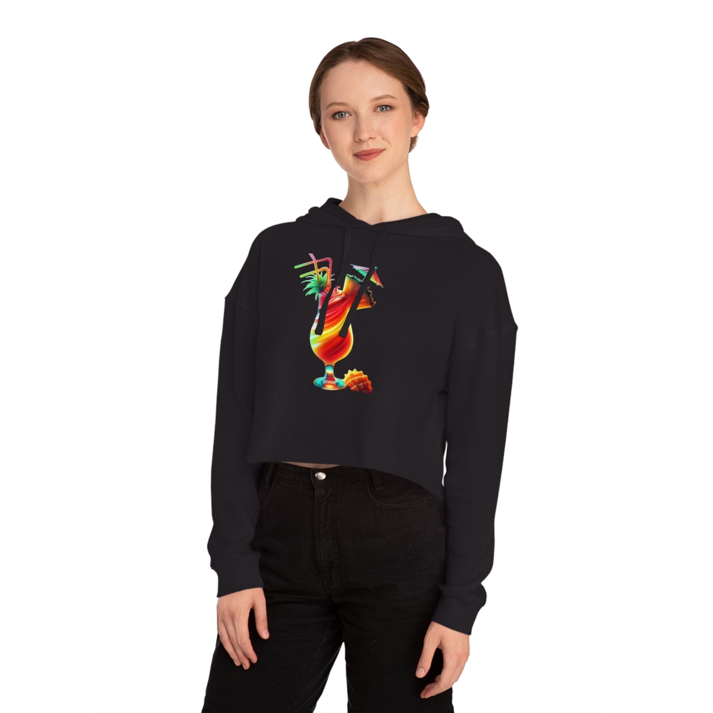 Cropped Hooded Sweatshirt - Cocktail Summer Vibes