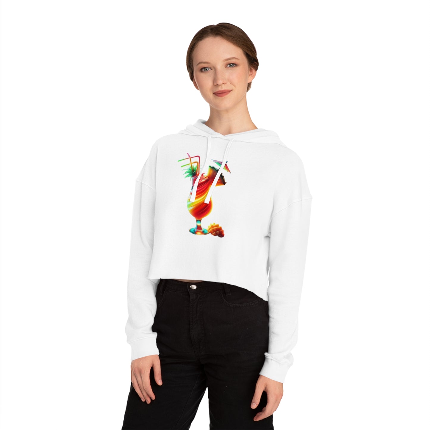 Cropped Hooded Sweatshirt - Cocktail Summer Vibes